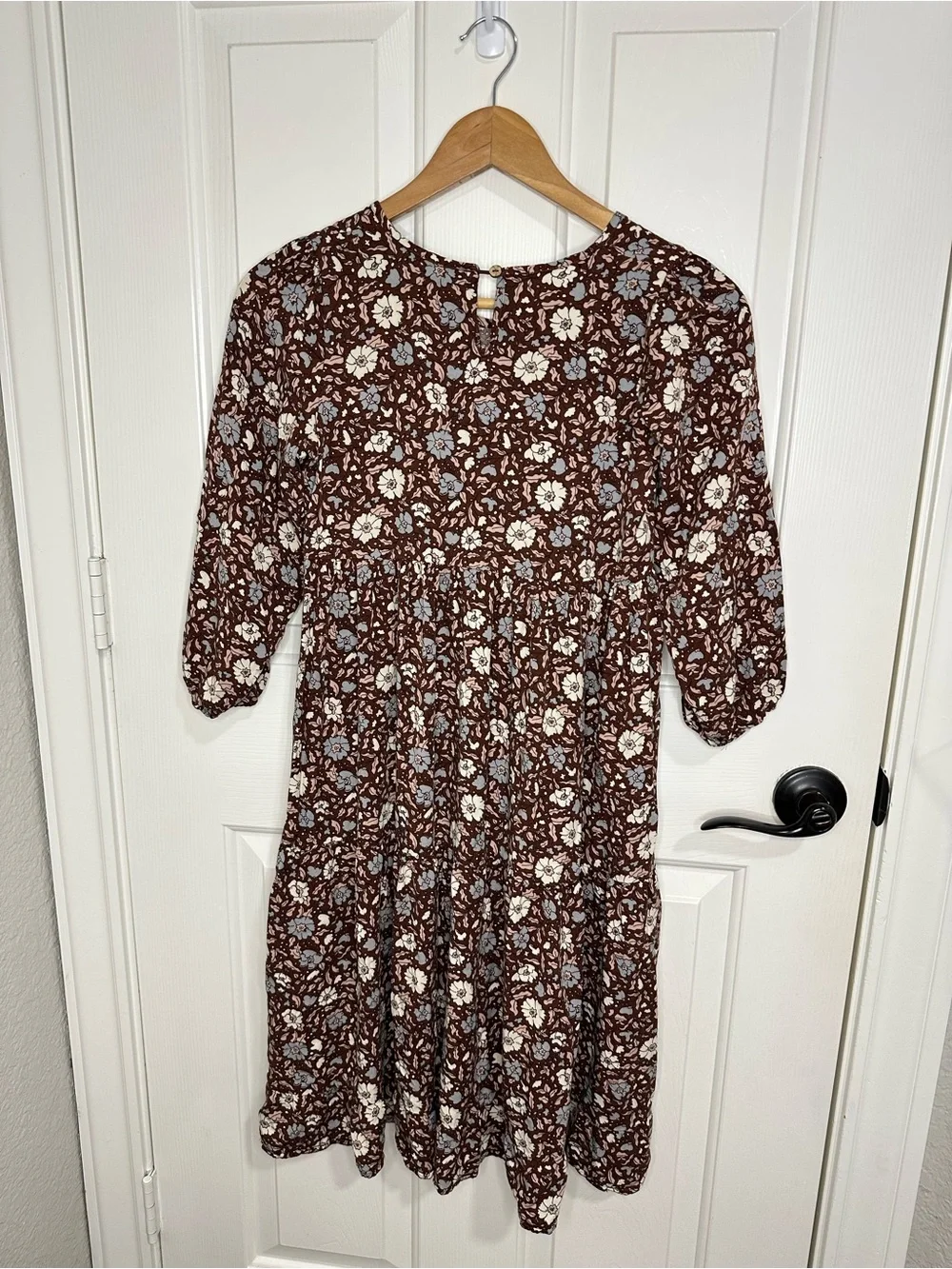 Rylee + Cru Brown Floral Holiday Bloom Gillian Tiered Dress 10-12Y Boho Cottage